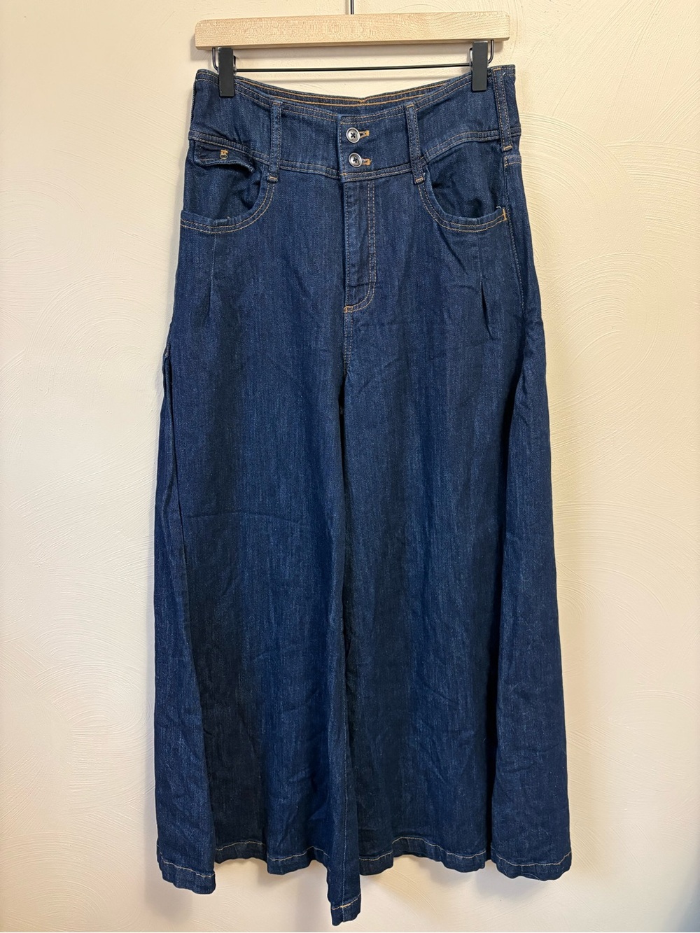 Anthropologie Pilcro Dramazzo Ultra Wide-Leg Jeans Blue Size 29 - Picture 5 of 16